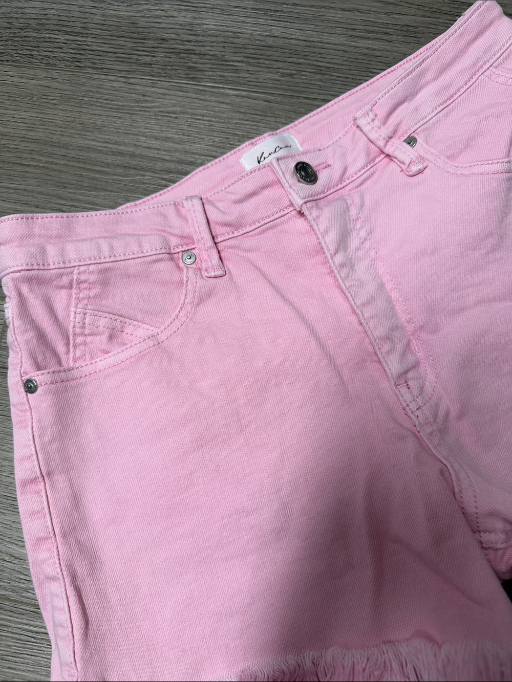 KanCan Light Pink Frayed Hem Denim Shorts - Picture 6 of 12